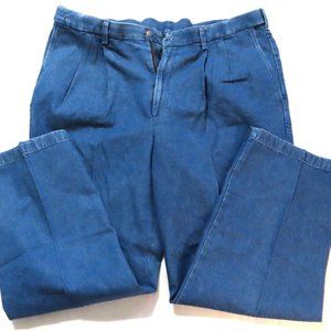 Haggar Blue Pleat Maximum Comfort Waistband Blue Jeans